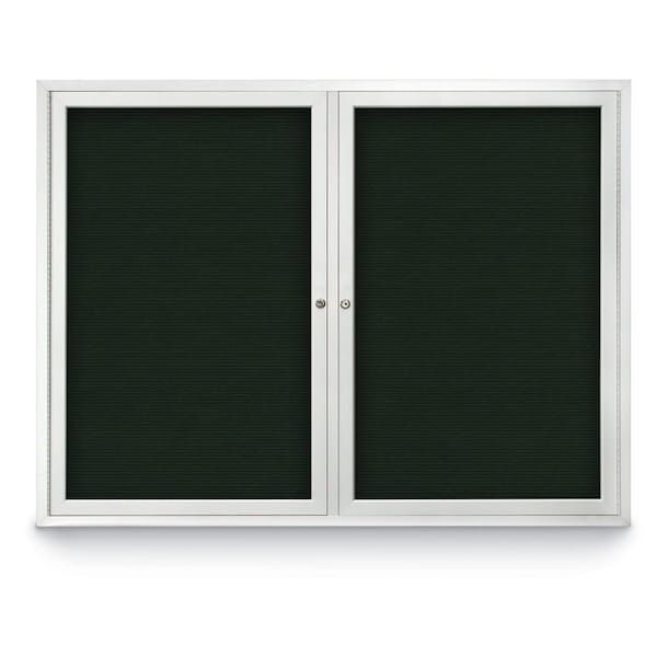 48"x36" 2-Door Enclosed Outdoor Letterboard, Green Felt/Satin